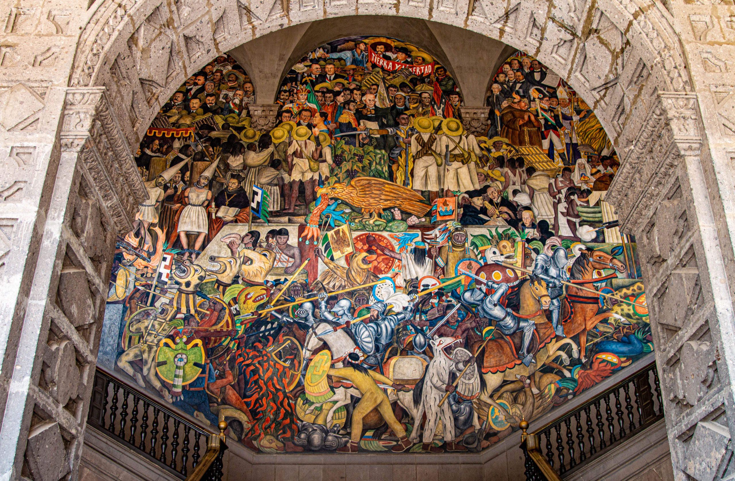 Diego Rivera mural in Palacio Nacional, one of many must-visit museums in Mexico city, CDMX