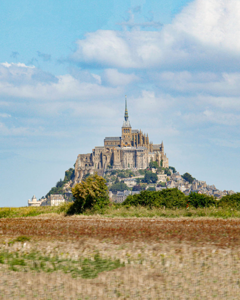 view of church at castle mont st michel in france