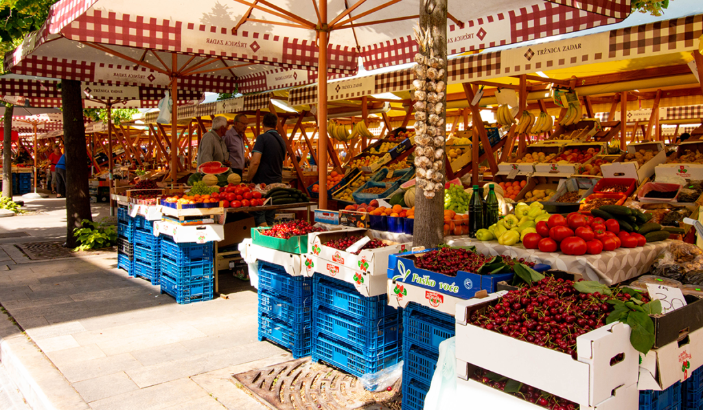 Eat Sustainably While Traveling Market in Zadar